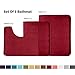 Clara Clark 3 Piece Bathroom Rugs Bath Mat Set, Velvet Memory Foam Bath Mats for Bathroom - Non-Slip, PVC Backing Bath Rugs, Washable - Dries Quickly, Burgundy