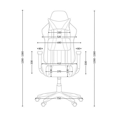 Diablo-X-One-Gaming-Sedia-da-Ufficio-Design-Ergonomico-Meccanismo-di-Inclinazione-Cuscino-Lombare-Finta-Pelle-Portata-150-kg-Nero-Nero