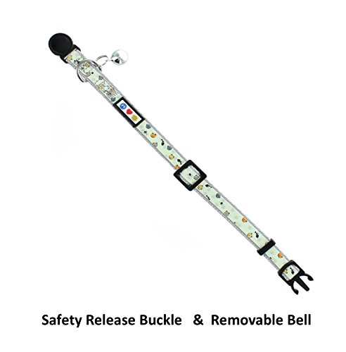 Pawtitas Pet Glow In The Dark Cat Collar with Safety Buckle and Bell Grey Hook