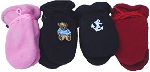 Four Pairs Finest Mongolian Fleece Mittens for Ages 3-12 Months