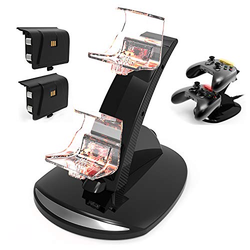 YCCSKY Controller Charger forXbox One/One S/One X/ One Elite Controller Charging Station with 1200 mah Xbox Rechargeable Battery for Two Xbox Wireless Controllers-Black YCCSKY Controller Charger forXbox One/One S/One X/ One Elite Controller Charging Station with 1200 mah Xbox Rechargeable Battery for Two Xbox Wireless Controllers-Black