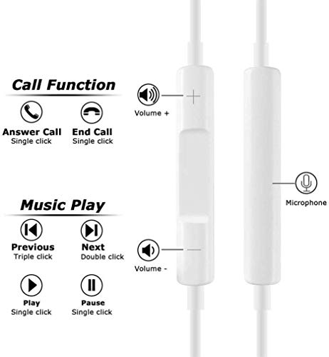 Earbuds/Headphones/Earphones,3.5mm Wired Headphones Noise Isolating Earphones Built-in Microphone & Volume Control Compatible Apple iPhone 6s/plus/6/5c/se/5s/iPad/Samsung/Android/MP3 MP4-03