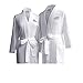 Luxor Linens Egyptian Cotton Waffle Weave Robe with His/Hers Couple's Embroidery, Black Monogram
