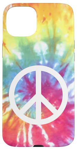 Tie Dye Rainbow Peace Sign Abstract Hippie for Men Women Case for iPhone 15 Plus