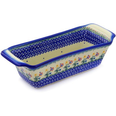Click Here to See More Images Polish Pottery Rectangular Baker 12-inch Spring Flowers
