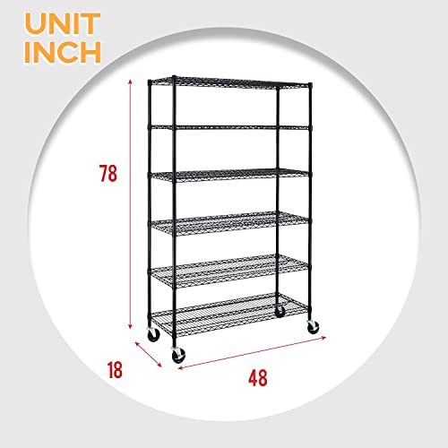 BestOffice NSF Wire Shelving Unit 6Shelf Large Storage Shelves Heavy