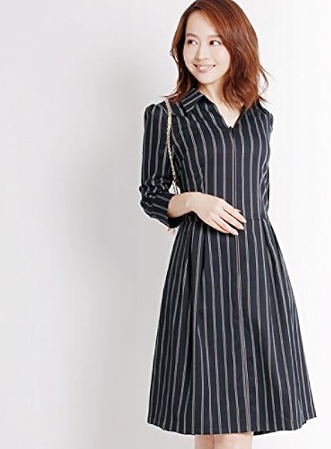 Amazon Co Jp レジメンタルストライプブラウスワンピ L 服 ファッション小物
