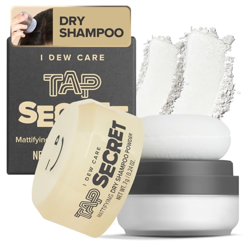 I DEW CARE Tap Secret Dry Shampoo Powder with Biotin - Tap Secret Original | Strengthening & Volumizing, Refillable, Travel size, Non-aerosol, Brunette, Korean Ginseng, Dry Shampoo for Women, 0.24 Oz