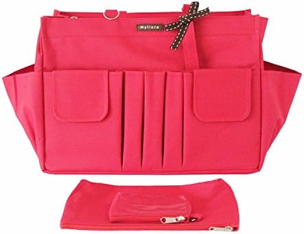 Myliora Handbag Organiser with Zip, Waterproof and Sturdy, Complete Collection, 15 Compartments, Jumbo Size, Red, Pack of 3