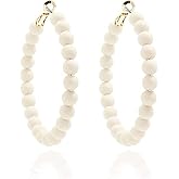 Fashionable Colorful Round Acrylic Bead Hoop Earrings for Women Multiple Colors Trendy Jewelry Gift