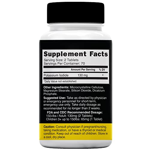 Potassium Iodide Radiation Tablets 130 mg (2 Pack) (280 Tablets) EXP