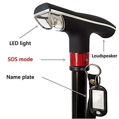 BBT-Shop Collapsible Walking Canes with LED Light SOS Alarm - Adjustable Hand Walking Hiking Sticks - Self-Standing Balancing Mobility Aid for Men Women Father's Day Gifts