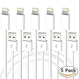 Charging Cables by JSD TM - 3 Feet USB to 8 pin charger for iPhone 5, 6, 7, iPad Air, Mini, 4th Gen, iPod Touch 5th Gen. Lightning Cable. Data Sync and Charging Cable Charger. iOS 10+ (5 Pack)