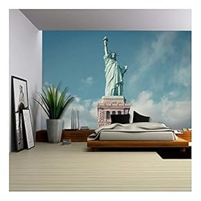 The Sacred of The Statue of Liberty Under The Blue Sky - Removable Wall Mural | Self-Adhesive Large Wallpaper - 66x96 inches