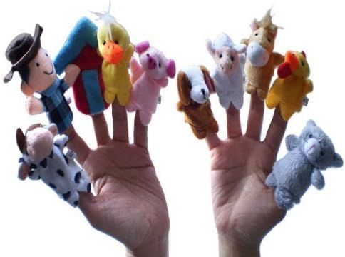 Lixia 10pc Animal Velvet Old Macdonald Had a Farm Finger Puppets
