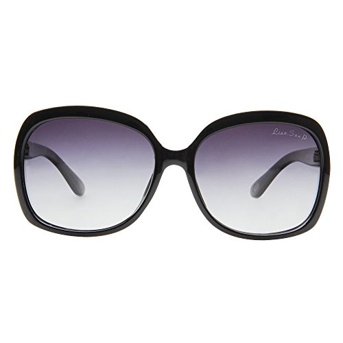 LianSan Oversized Womens Sunglasses Polarized uv Protection Simple Sunglasses LSP301(black frame gradient black lenses)