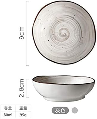 Ienbhsleg Japanese Sauce Dish Ceramic Round Thread Plate Seasoning