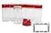 Baire Bottles 8 oz Empty Clear Plastic Spice Jars Shaker Lids 6 Pk Sifter Shaker Holes and Pour Open Sides Sealed for Freshness Liners BPA Free Waterproof Labels USA (Red Flapper Lid, Damask Labels)