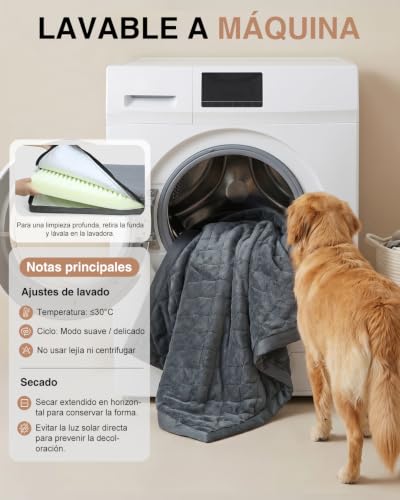 Favodormir Orthopaedic Large Dog Bed, XL Mattress for Dogs, Washable, Non-Slip Base, Grey 104 x 68 x 8 cm