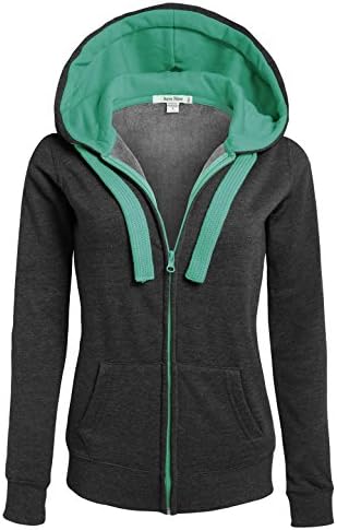 REVENINE Women's Zip Up Fleece Long Sleeve Hoodie Jacket w/ Pockets Medium Charcoal