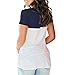 LIHER Womens V-Neck Plain White Tunic Top Casual T Shirt Plus Size Navy Blue XL