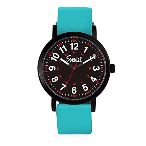 Speidel Original Scrub Watch™ for Nurse, Medical Professionals and Students – Various Medical Scrub Colors, Easy Read Dial, Military Time with Second Hand, Teal w/Black Dial, Original Scrub — image 1