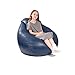 Gold Medal Large Leather Look Tear Drop Bean Bag, Navy