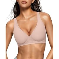 OEAK Womens Deep V Bras Wireless Comfortable Bra Supportive No Underwire Bras Tshirt Push Up Bralettes Plunge Seamless Bra