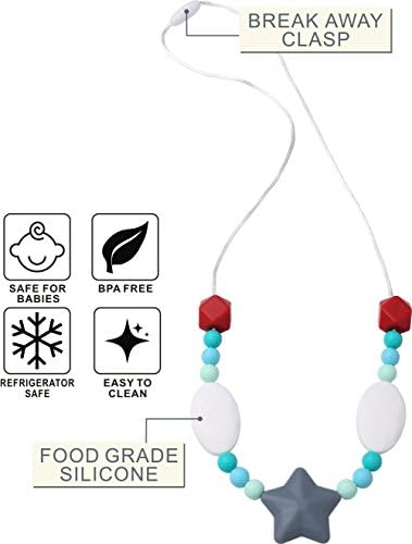 KASIIO Silicone Teething Chew Necklace Cushy Beads Bohemian Stylish Novelty Chain For Lady Mom Women