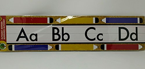 Back to School Teaching Tree Manuscript Alphabet Bulletin Board ABC Strips School Office Resources Scholastic Teacher Teacher's Bulletin Wall Border Decal Classroom Decoration PENCIL BONUS BOARD TRIM