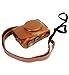 CEARI Vintage Leather Camera Case Bag with Strap for Canon Powershot G7X, G7X Mark II DSLR Camera - Brown