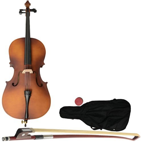 MicroMall(TM) 1/2 Acoustic Cello + Case + Bow + Rosin Wood Color