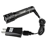 ThorFire BD04 USB Rechargeable LED Flashlight with Battery Installed, Need to Take Out the Battery and Remove the Paper