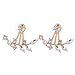 Henrigy Fashion Gold Plated Leaf Crystal Ear Jacket Double Sided Swing Stud Earrings Gift
