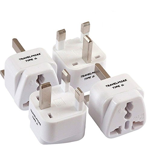 4 Pack UK Travel Adapter for Type G Plug - Works with Electrical Outlets in United Kingdom, Hong Kong, Ireland, Great Britain, Scotland, England, London, Dublin & More