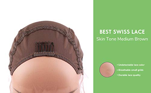 [Upgraded] Bella Hair Breathable Lace Front Wig Cap with Adjustable Straps and Combs for Black Women Sewing Wigs, Dark Brown Medium Size - Thumbnail 2