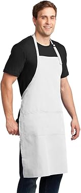 Stars and Stripes Red Chef Apron Plain Long Length with Pocket 65% Poly 35% view 3