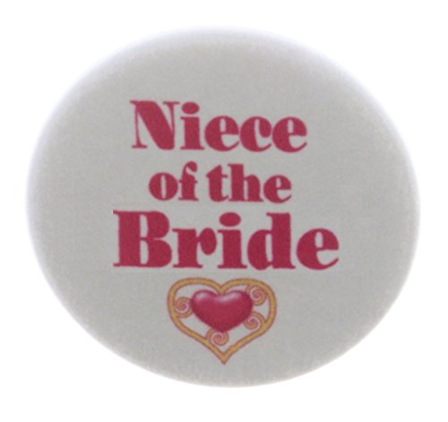 Niece of the Bride Pink Heart 2.25' Large Button Pin Wedding Bridal Party