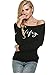 POGT Casual Long Sleeve T Shirt Women Loose Fit Wifey Print Slouchy Shirt Top