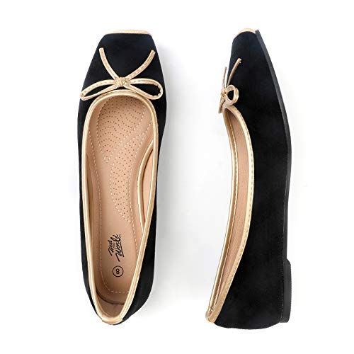 Heel The World Women's Ballet Flats Square Toe Ballerina Flat Shoes