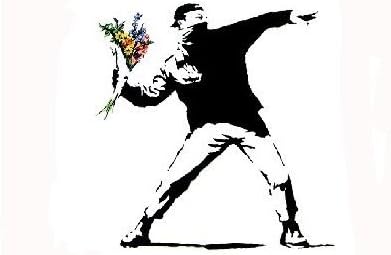 Banksy Throwing Flowers Art Print Poster - 42x58 cm