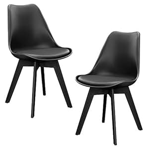 [en.casa]®] Set de 2 sillas de Comedor (Negro) Set para Comedor/salón
