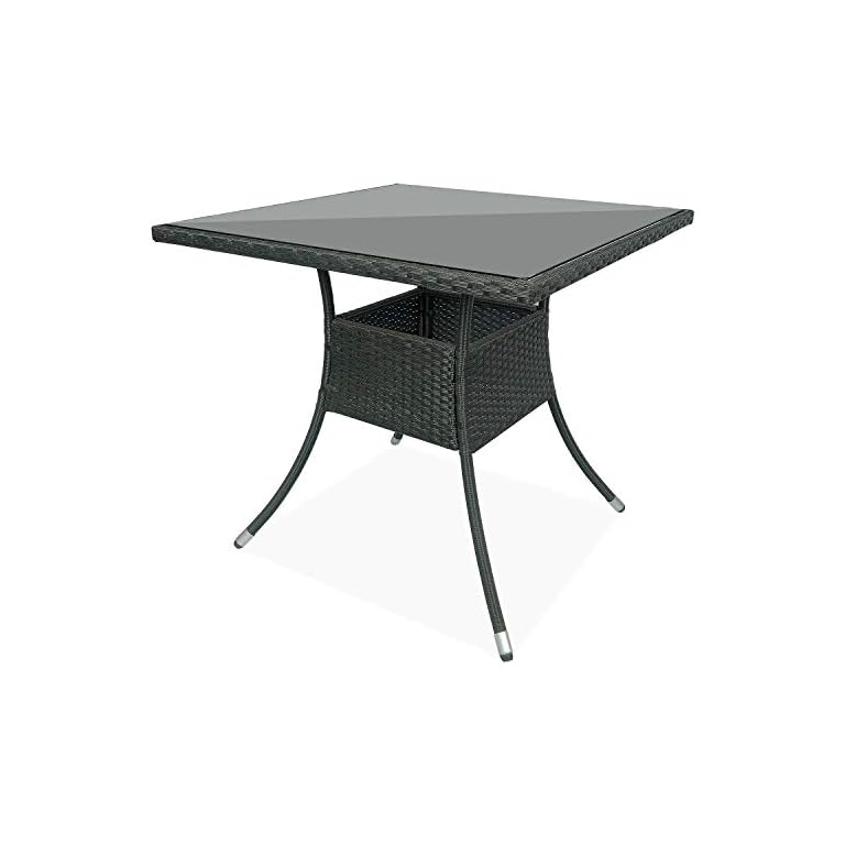 Merax Patio Dining Table Set Outdoor Furniture PE Rattan Wicker