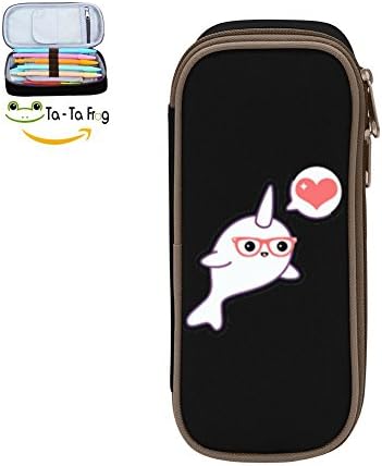 Kawaii Narwhal Multicolor pen bag,Pencil case Teens pen container,Double zipper student stationery girl's durable large volume bag of makeup bag