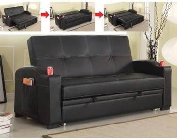 Amazon Com Best Quality Furniture Faux Leather Sofa Bed Black