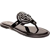 Pierre Dumas Women's Medallion Vegan Slide Thong Flip Flop Flat Sandal