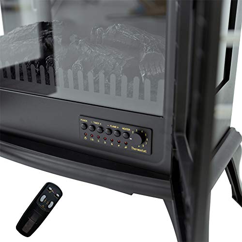 FLAME&SHADE Electric Wood Stove Fireplace Heater - Freestanding - Height 25in