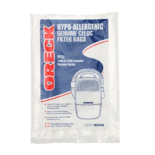 12-Pack Oreck Edge Canister Hypo-Allergenic Vacuum Bags - PKCC12DW Fits 1400 & 1500 Series