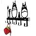 Wander Agio Animal Cat Girl Metal Wall Mounted Bag Hanger Towels Rack Originality Clothing Hooks Sweet Black