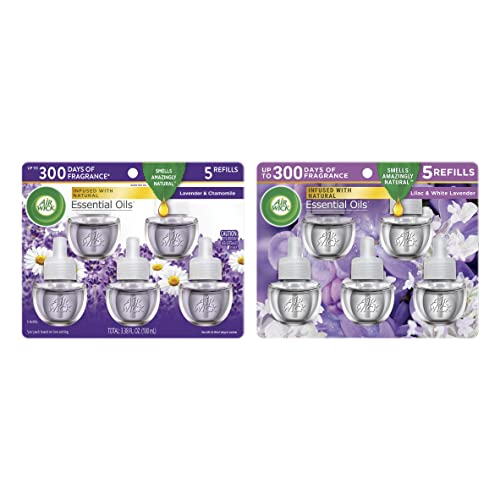 Set Air Wick Plug in Scented Oil 5 Refills, Lavender and Chamomile